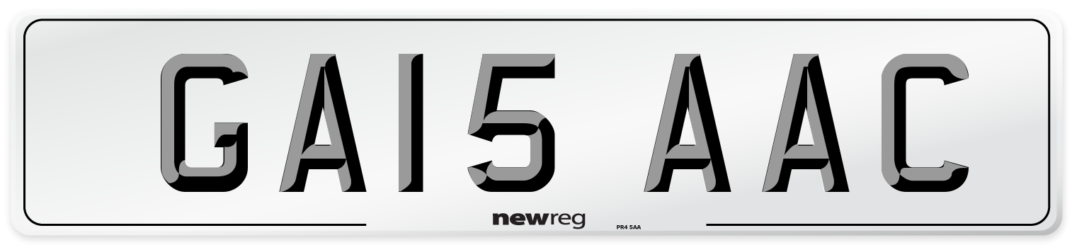 GA15 AAC Number Plate from New Reg